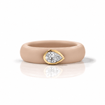 Rings Yellow / 4 / Nude 14K gold Silicone Stretch East West Bezel Set Pear Diamond Ring, 1-1.2 cts Lab Grown