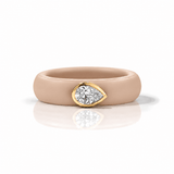 Rings Yellow / 4 / Nude 14K gold Silicone Stretch East West Bezel Set Pear Diamond Ring, 1-1.2 cts Lab Grown