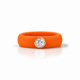 Rings Yellow / 4 / Orange 14K gold Silicone Bezel Round Diamond Ring, 1-1.2 cts, Lab Grown