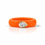 Rings Yellow / 4 / Orange 14K gold Silicone Stretch East West Bezel Set Pear Diamond Ring, 1-1.2 cts Lab Grown