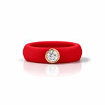 Rings Yellow / 4 / Red 14K gold Silicone Bezel Round Diamond Ring, 1-1.2 cts, Lab Grown