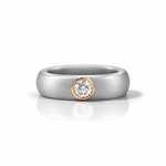 Rings Yellow / 4 / SIlver 14K gold Silicone Bezel Round Diamond Ring, 1-1.2 cts, Lab Grown
