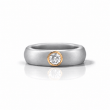 Rings Yellow / 4 / SIlver 14K gold Silicone Bezel Round Diamond Ring, 1-1.2 cts, Lab Grown