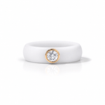 Rings Yellow / 4 / White 14K gold Silicone Bezel Round Diamond Ring, 1-1.2 cts, Lab Grown