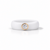 Rings Yellow / 4 / White 14K gold Silicone Bezel Round Diamond Ring, 1-1.2 cts, Lab Grown