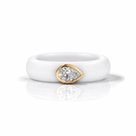 Rings Yellow / 4 / White 14K gold Silicone Stretch East West Bezel Set Pear Diamond Ring, 1-1.2 cts Lab Grown