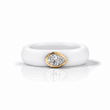 Rings Yellow / 4 / White 14K gold Silicone Stretch East West Bezel Set Pear Diamond Ring, 1-1.2 cts Lab Grown