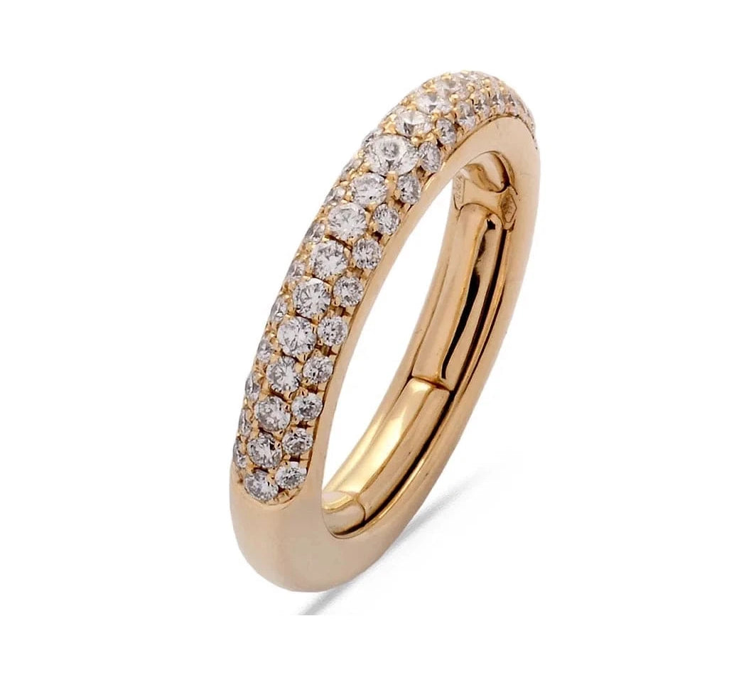 Rose / Small (4.5-6) 18K Gold Pave Diamond Stretch Ring