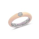White / Ivory / Small (4.5-6) 18K Gold Enamel and Circle Diamond Stretch Ring, 4.4 mm