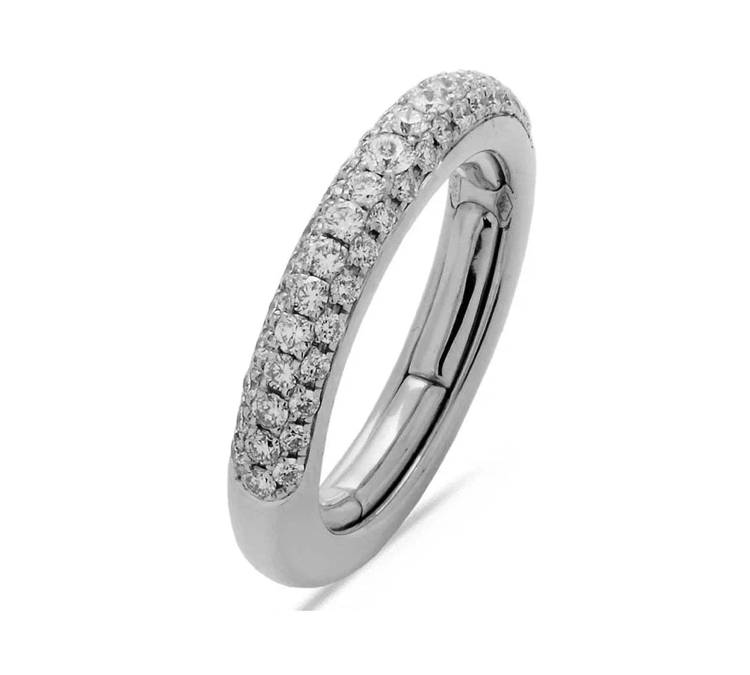 White / Small (4.5-6) 18K Gold Pave Diamond Stretch Ring