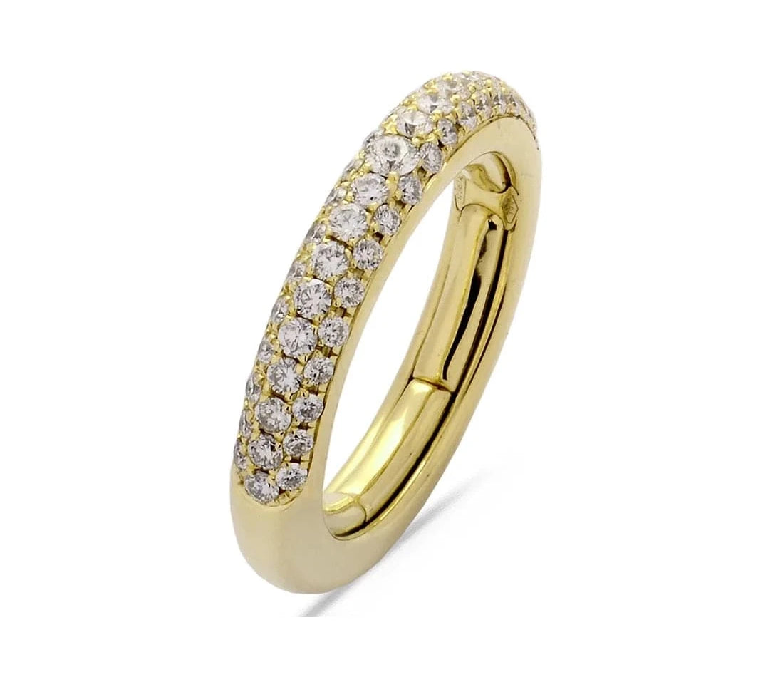 Yellow / Small (4.5-6) 18K Gold Pave Diamond Stretch Ring