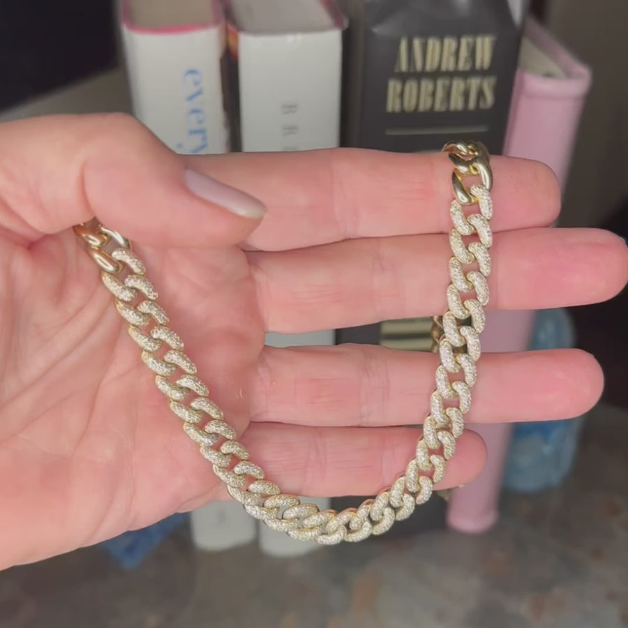 14K Gold Micro-Pave Diamond Cuban Link Necklace