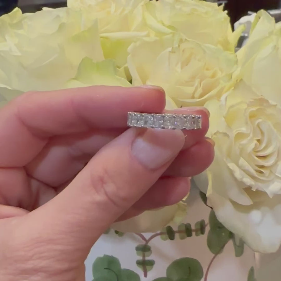 18K Gold Princess Cut Diamond Eternity Ring Lab Grown