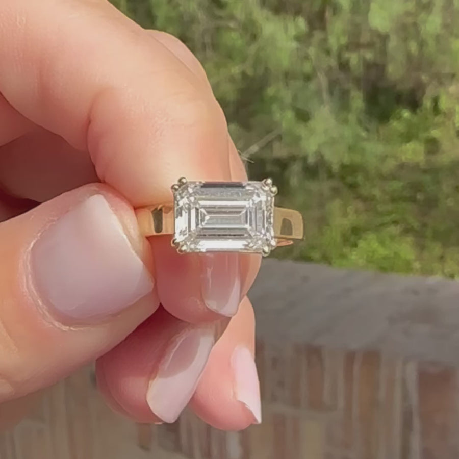 14K & 18K Gold Emerald Cut East West Diamond Ring