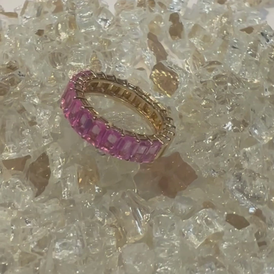 Pink Sapphire Eternity Ring, 3/4