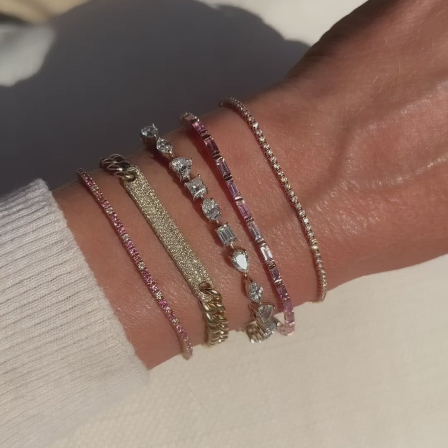 14K & 18K Gold Pink Sapphire Tennis Bracelet, East West